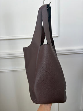 Oroton Chocolate Leather Oversized Tote Bag