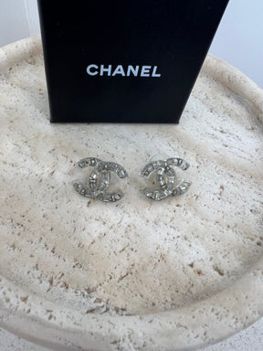 Chanel Clear Resin Beaded CC Logo Earrings