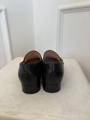 Gucci Black Leather Marmont Heeled Loafer, 41