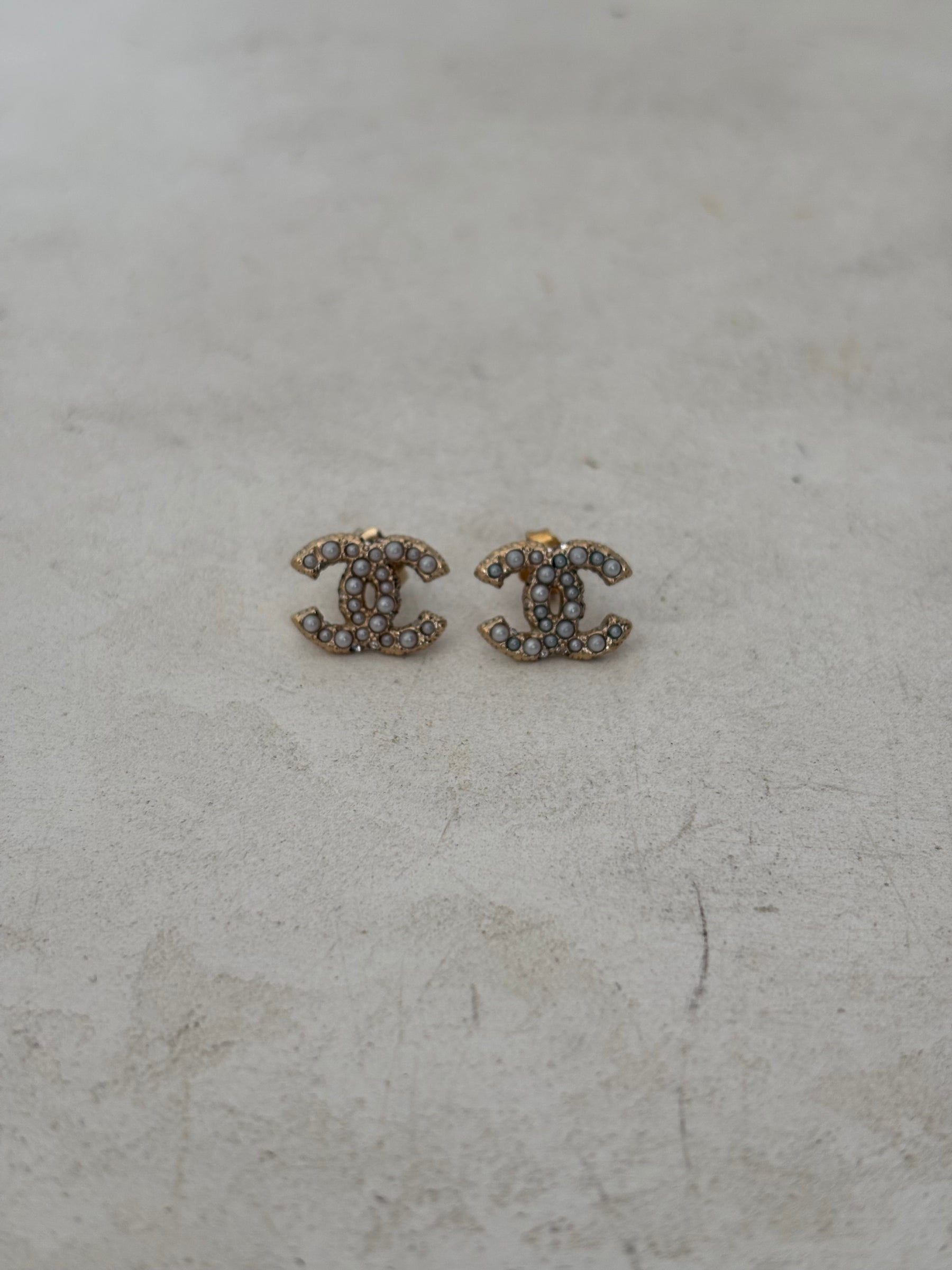 Chanel Faux Pearl CC Earrings