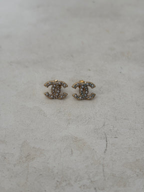 Chanel Faux Pearl CC Earrings