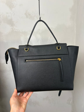 Celine Black Grained Leather Small Belt Bag