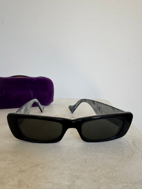 Gucci Black Rectangular Logo Sunglasses