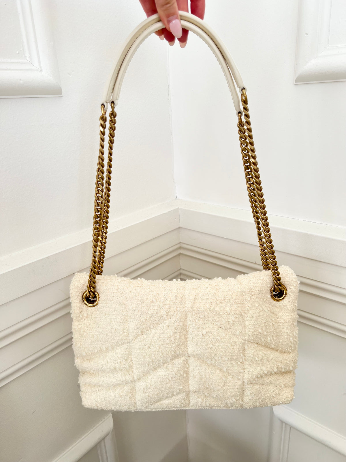 Saint Laurent Cream Tweed LouLou Bag