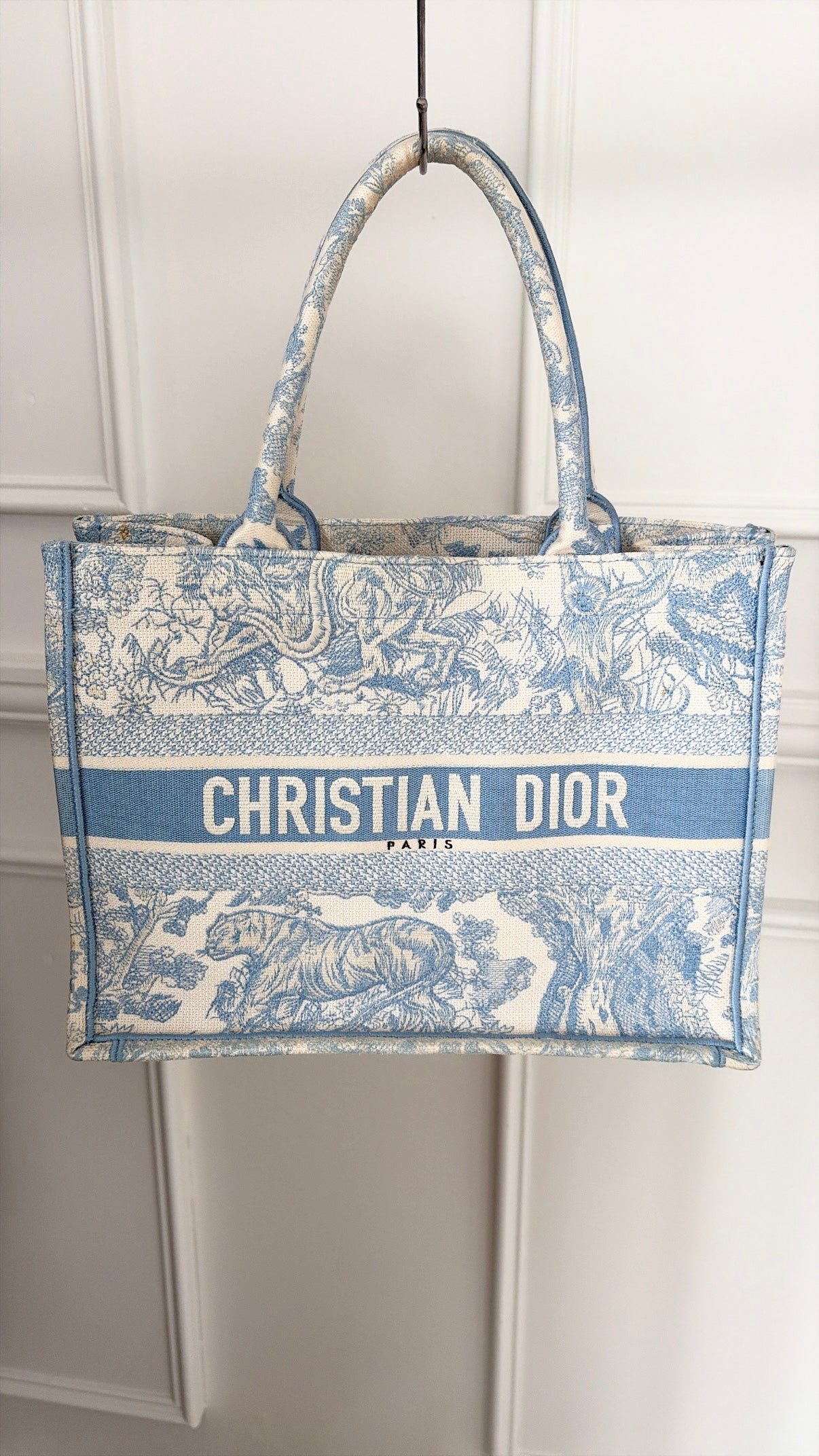 Dior Blue and Cream Toile De Jouy Small Book Tote