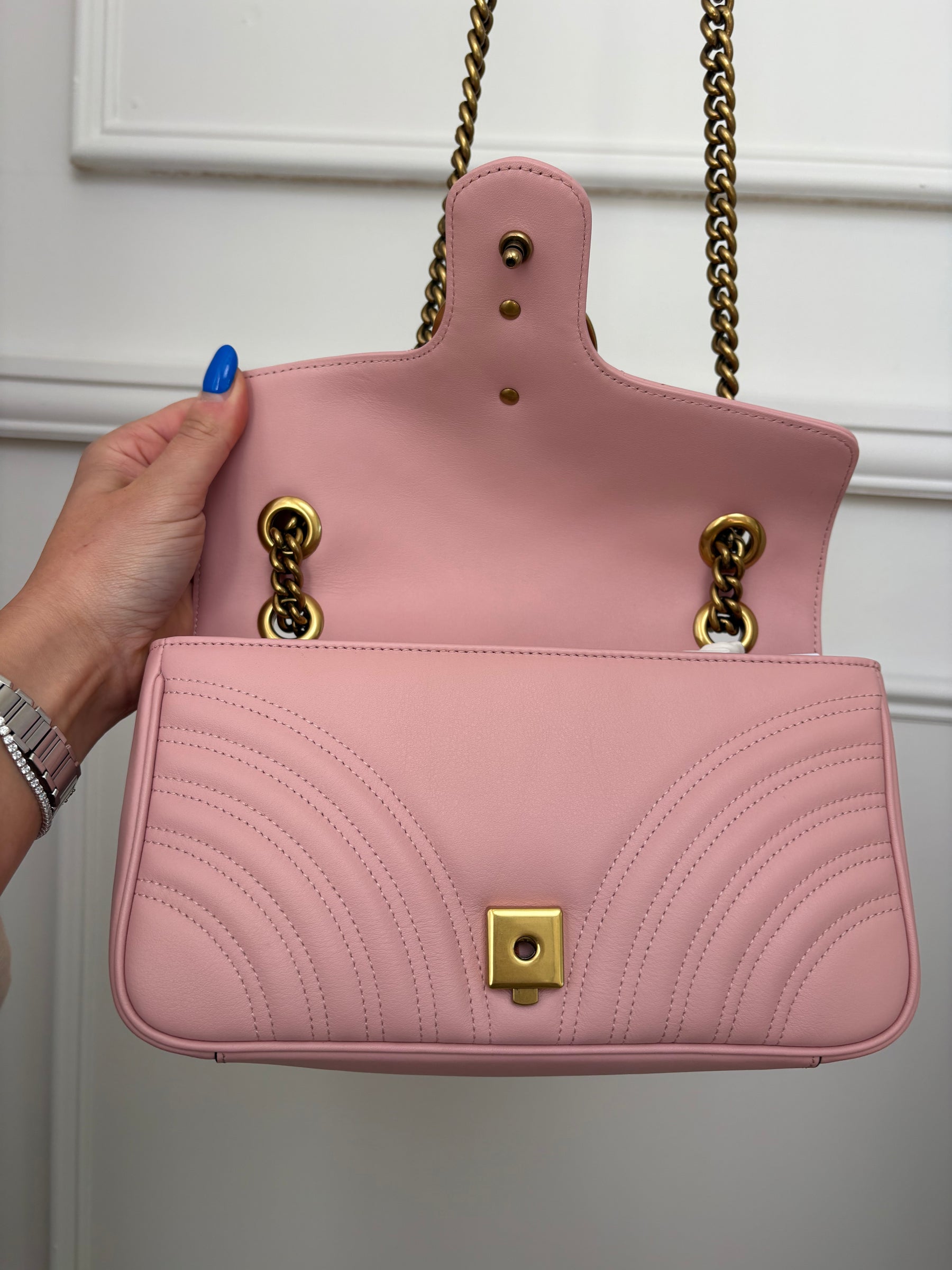 Gucci Pink Quilted Leather Marmont Shoulder Bag