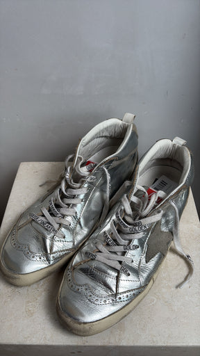 Golden Goose Silver Midstar Sneakers, 40