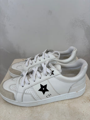 Dior White Leather Star Logo Sneaker, 35.5
