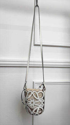 Loewe White Anagram Logo Mini Bucker Bag