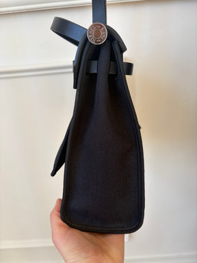 Hermès Black Canvas and Leather Her Bag 31