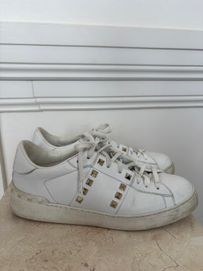 Valentino Gold Garavani Stud White Sneakers, 40.5
