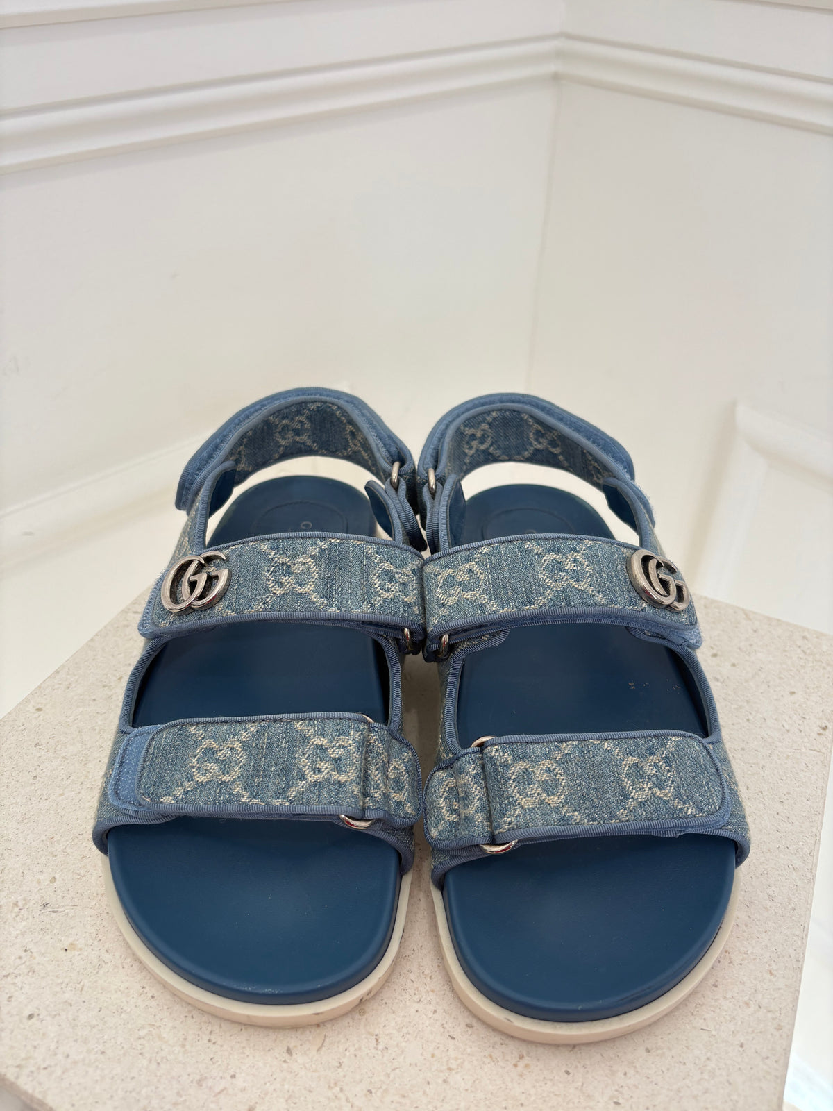 Gucci GG Denim Sandals, 36