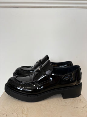 Prada Black Patent Leather Chunky Loafer, 41
