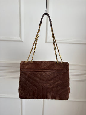 Saint Laurnet Chocolate Suede Medium Lou Lou Bag
