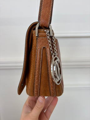 Cartier Tan Python Embossed Leather and Suede Shoulder Bag