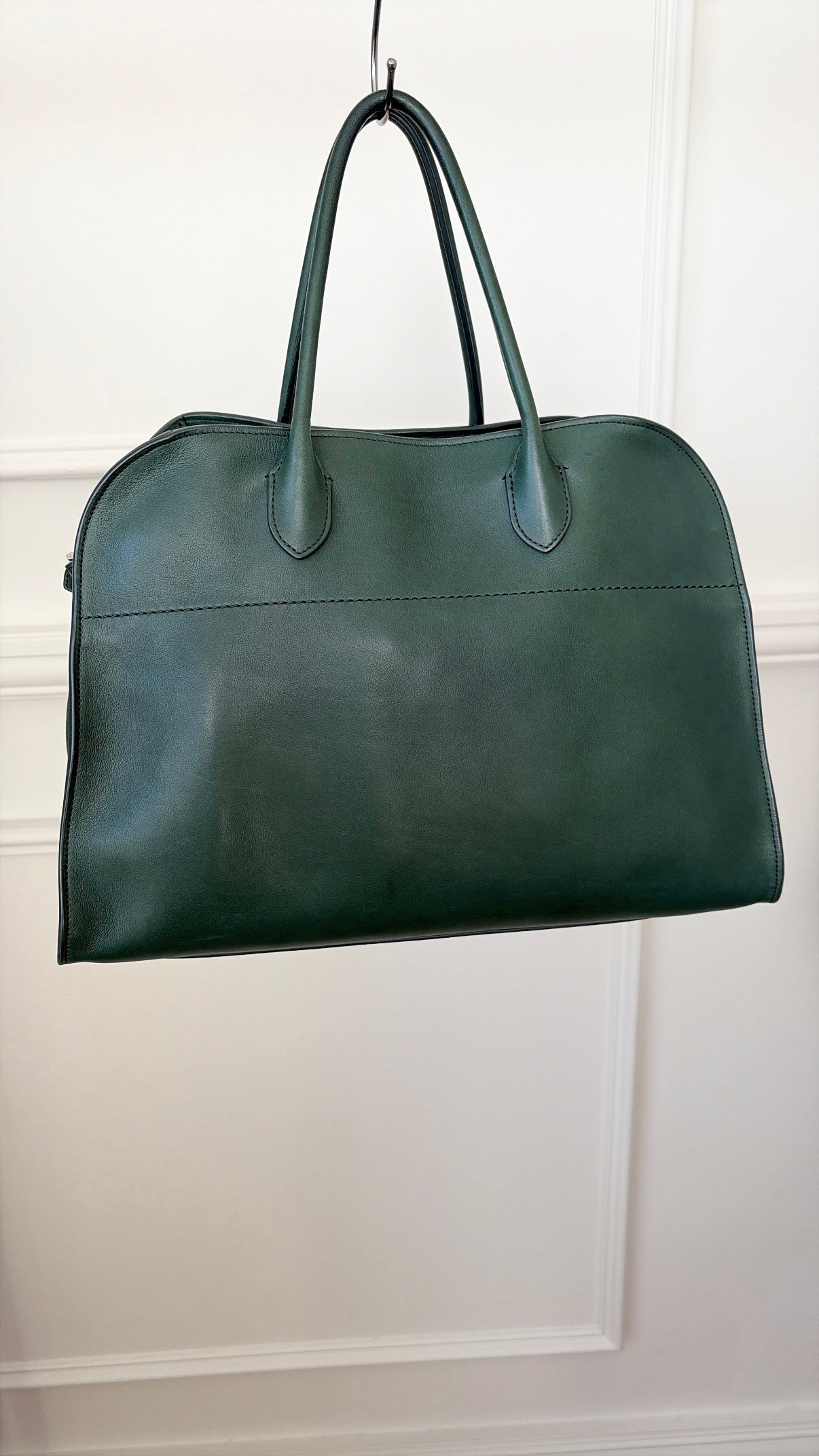 The Row Soft Margaux 15 in Emerald Green Leather