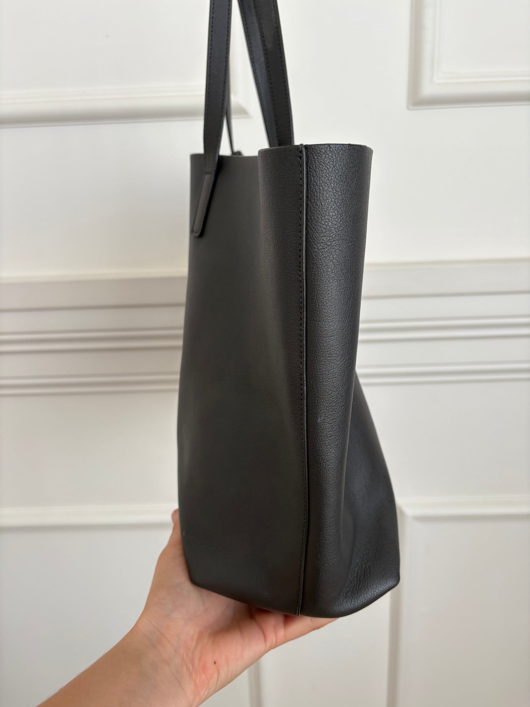 YSL Leather Tote Dark Brown