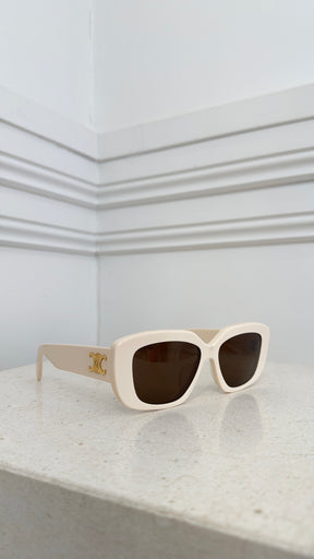 Celine Cream Rectangle Triomphe Sunglasses