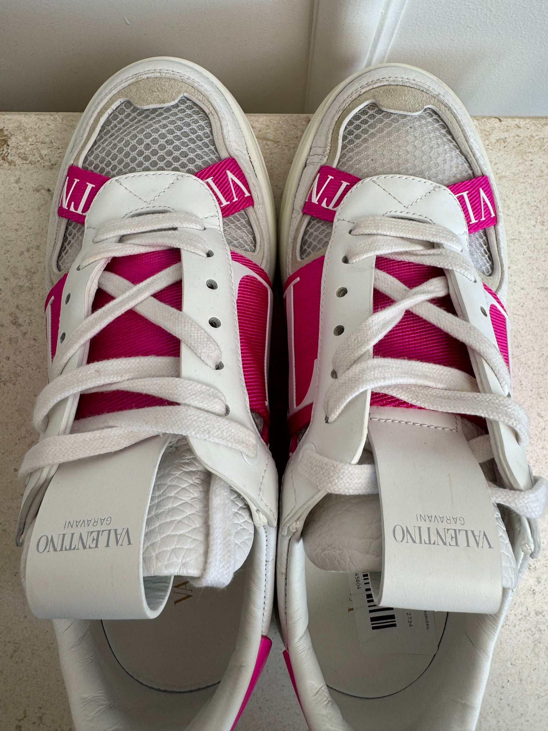 Valentino Garavani Hot Pink and White Sneakers, 37