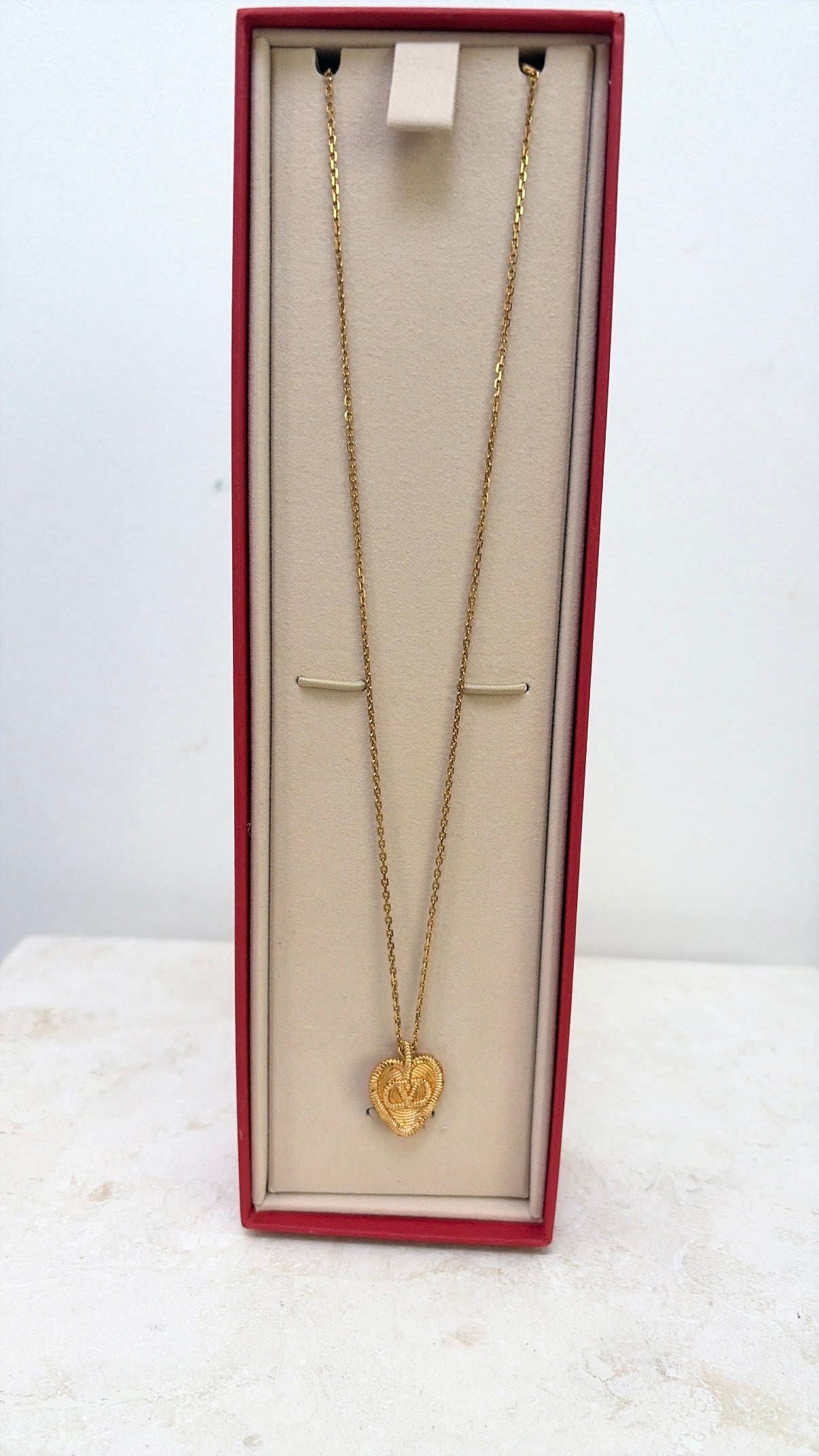 Valentino Garavani Gold Tone Heart Logo Necklace