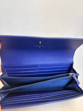 Chanel Purple Grained Patent Leather Flap Logo Wallet