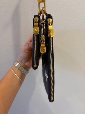 Louis Vuitton Caramel Cream and Black Pochette Trio Wristlet
