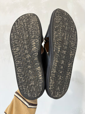 Marni Black Leather Fussbet Sandals, 40