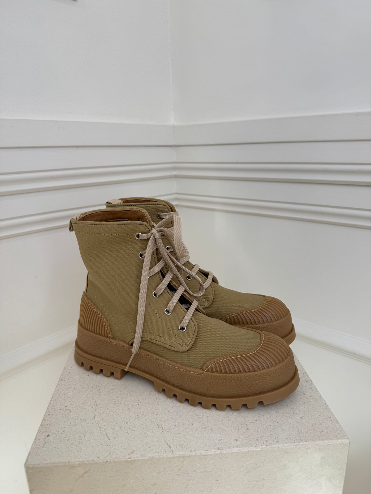 Weekend Max Mara Cloth Ankle Boots Beige, 39