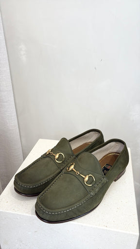 Gucci Green Suede Horsebit 1953 loafer, 41