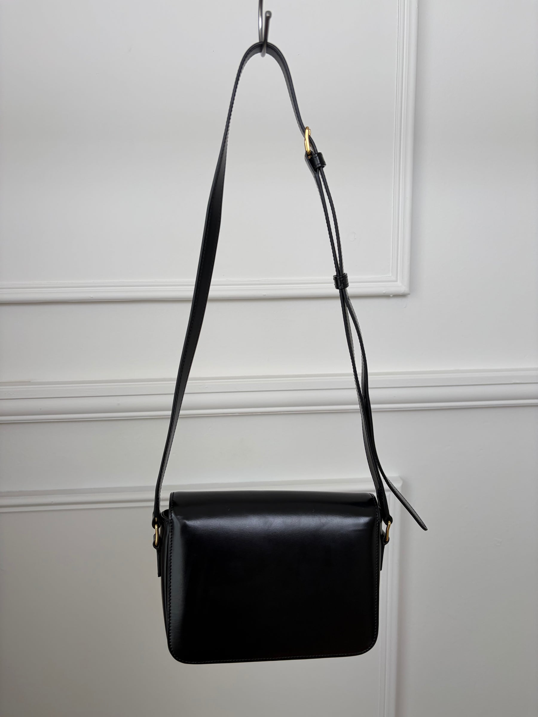 Celine Black Leather Triomphe Crossbody Bag
