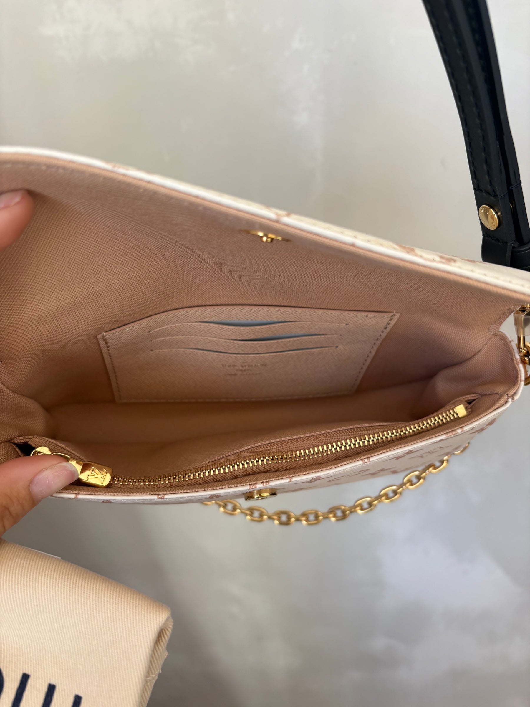 Louis Vuitton White Dune Canvas Monogram Ivy Wallet on Chain