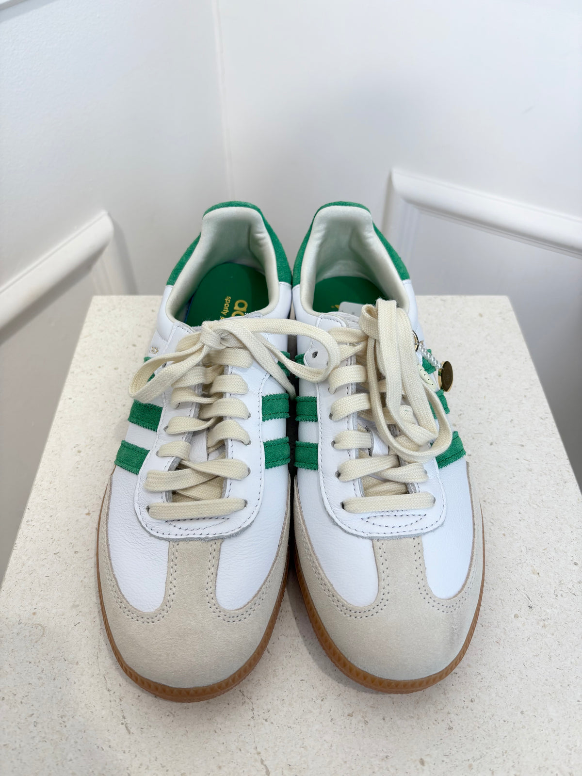 Adidas x Sporty and Rich White and Green Samba Sneakers, 6 US
