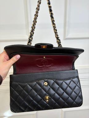 Chanel Black Lambskin Medium Classic Flap with Gold Hardware