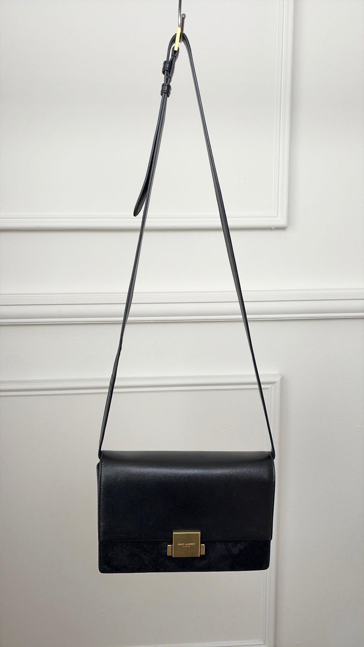 Saint Laurent Black Leather and Suede Bellechasse Shoulder Bag