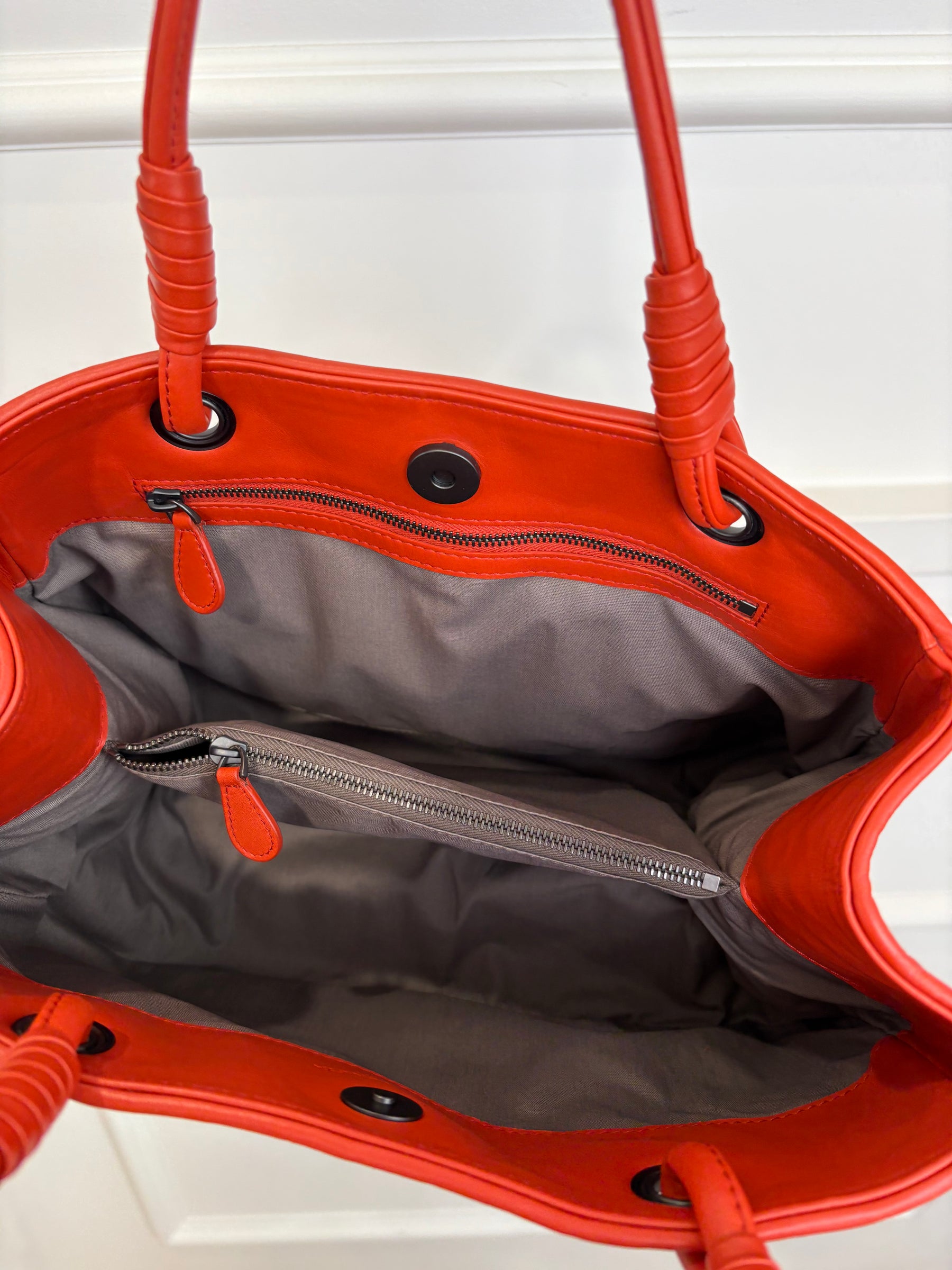 Bottega Veneta Orange Intrecciato Leather Mini Tote