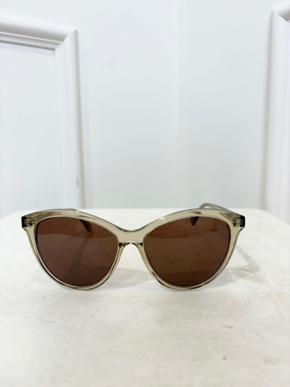 Saint Laurent Smoke Transparent Oversized Cat Eye Sunglasses