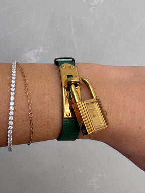 Hermes Kelly Watch In Green Gold