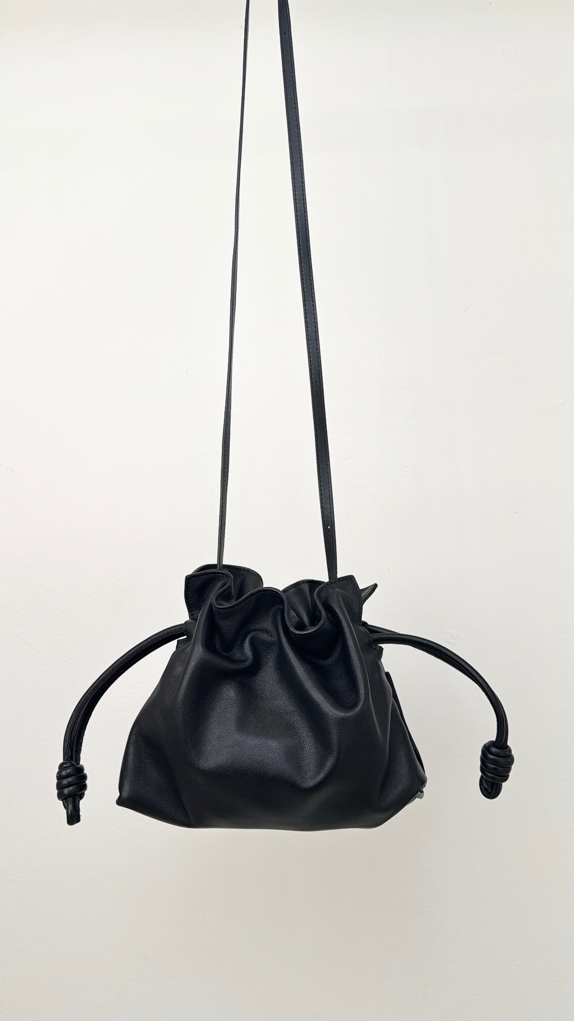 Loewe Black Leather Small Flamenco Pouch Bag
