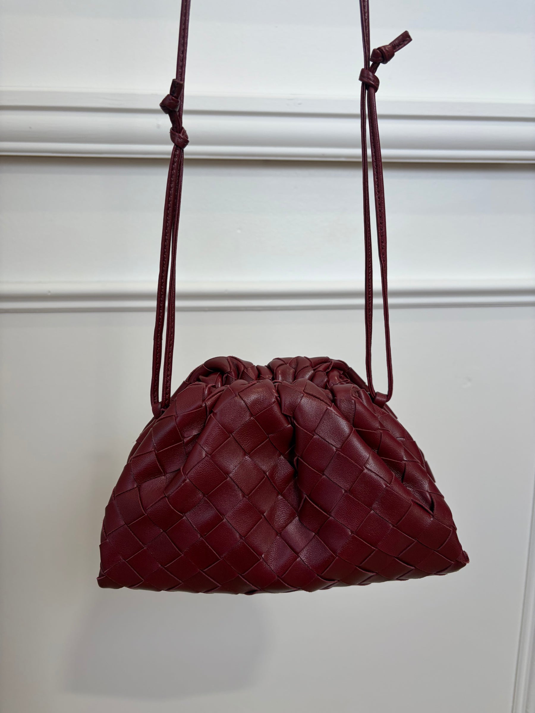Bottega Veneta Burgundy Intrecciato Leather Mini Pouch Bag