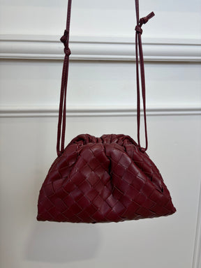 Bottega Veneta Burgundy Intrecciato Leather Mini Pouch Bag