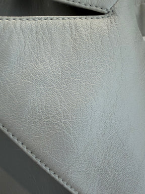 Chanel Pearly White Leather Trench Coat with Tie, 38 FR