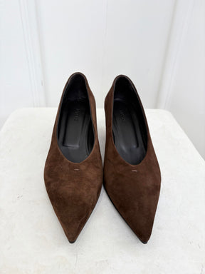 bassike Brown Suede Pointed Pump, 37