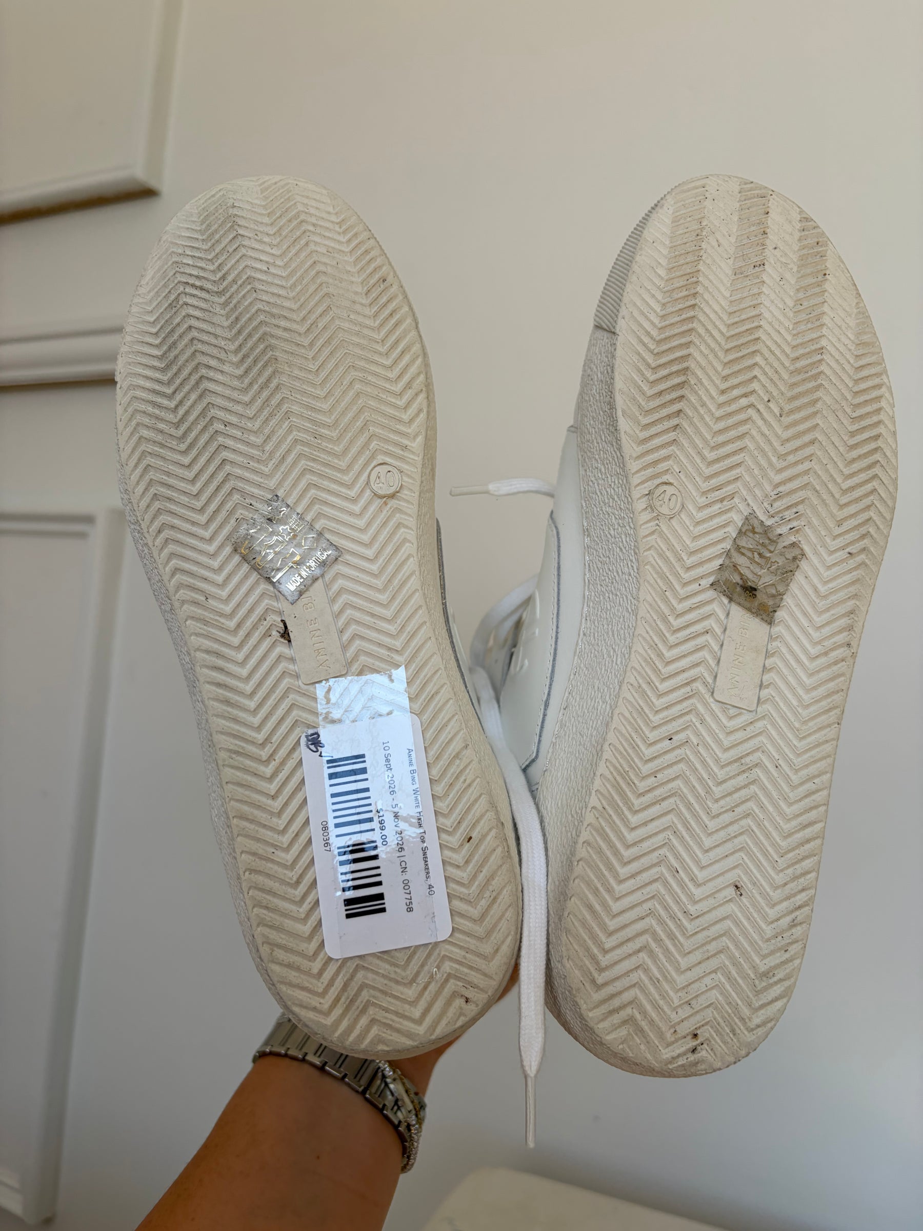 Anine Bing White High Top Sneakers, 40