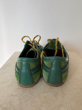 Dries van Noten Green Suede and Leather Sneakers, 36