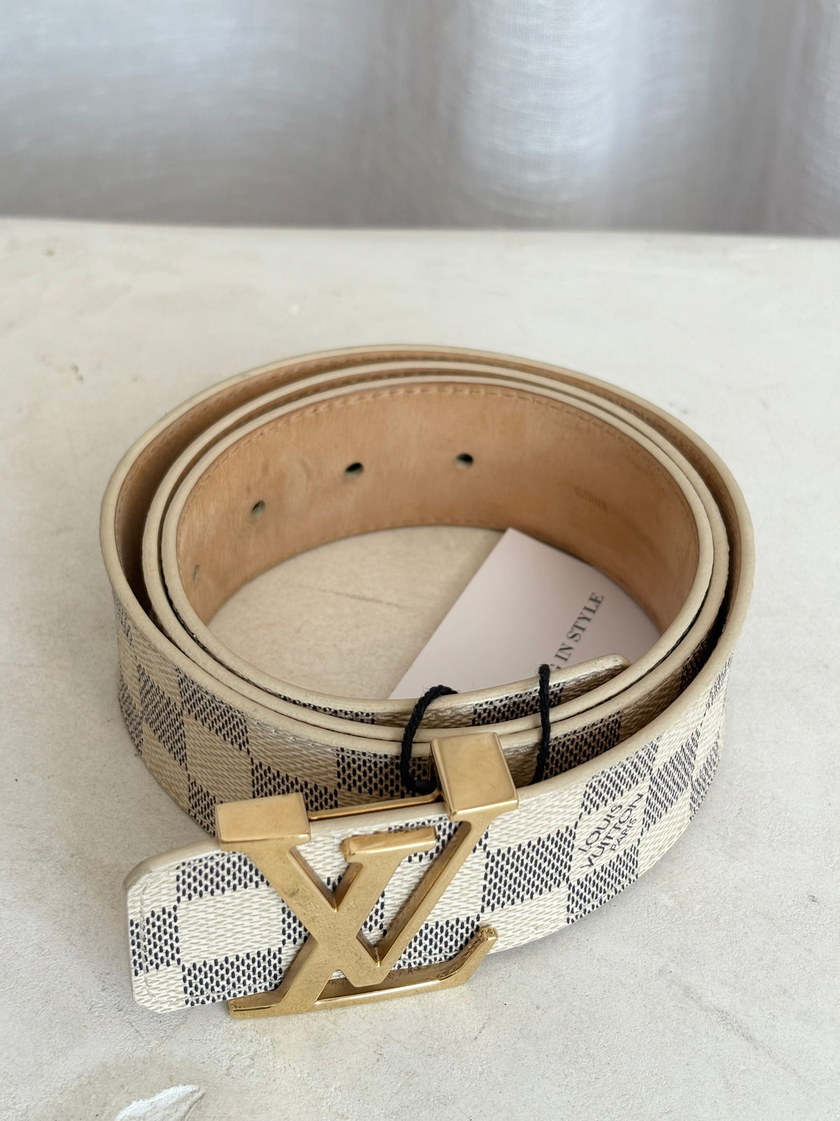 Louis Vuitton Damier Azur Monogram Canvas Belt, 95