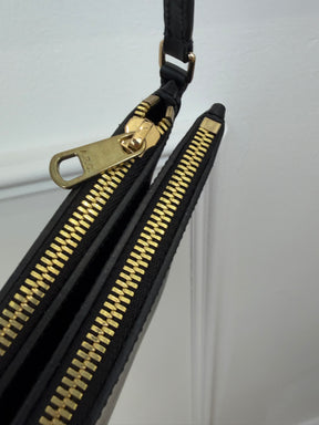 A.P.C. Black Leather Double Zip Cross Body Bag