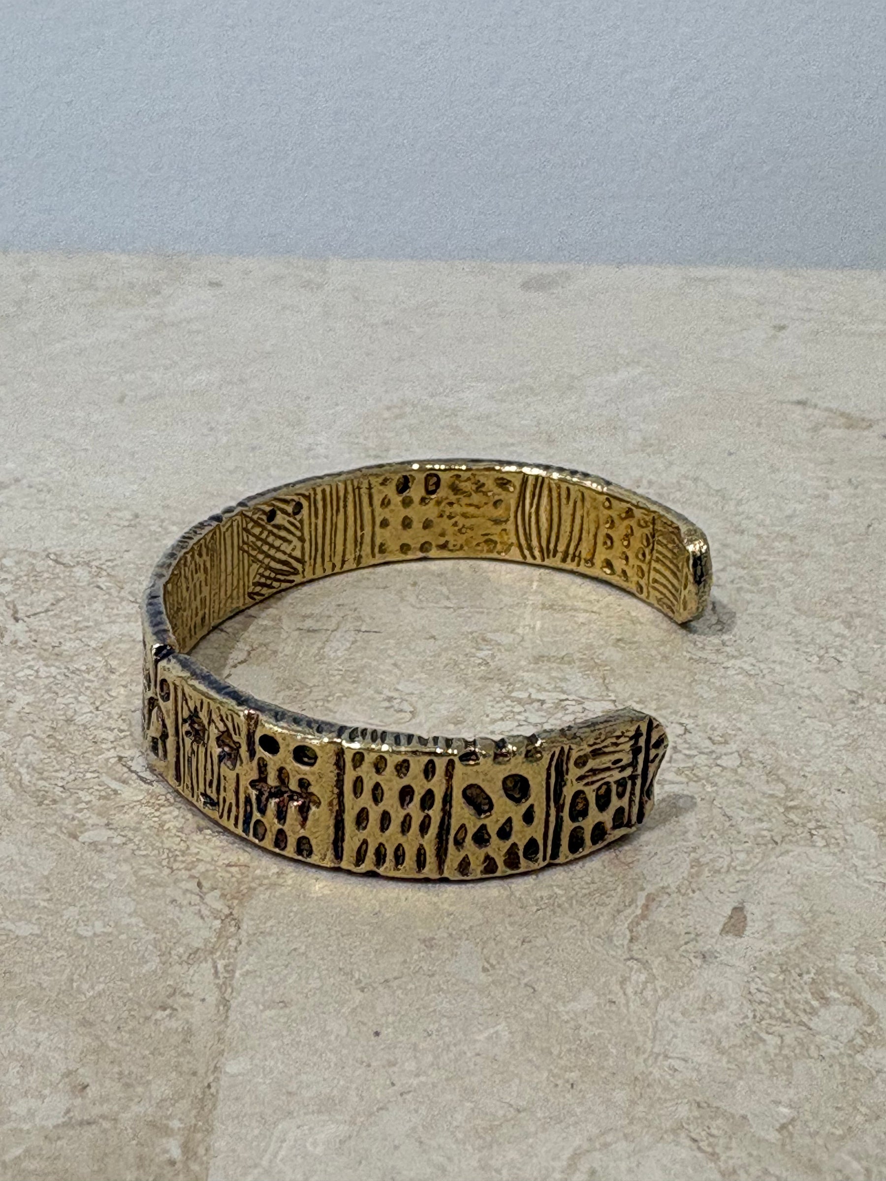 Lucy Folk Textured Cuff Gold Tone