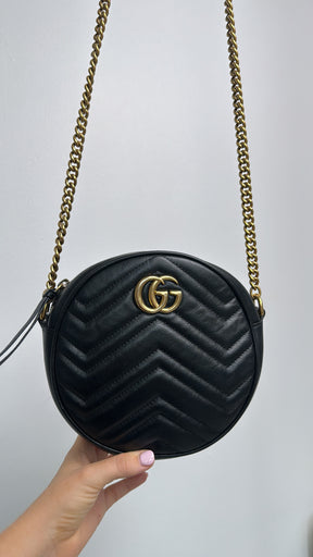 Gucci GG Marmont Round Leather Crossbody Bag