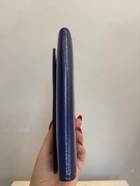 Chanel Purple Grained Patent Leather Flap Logo Wallet