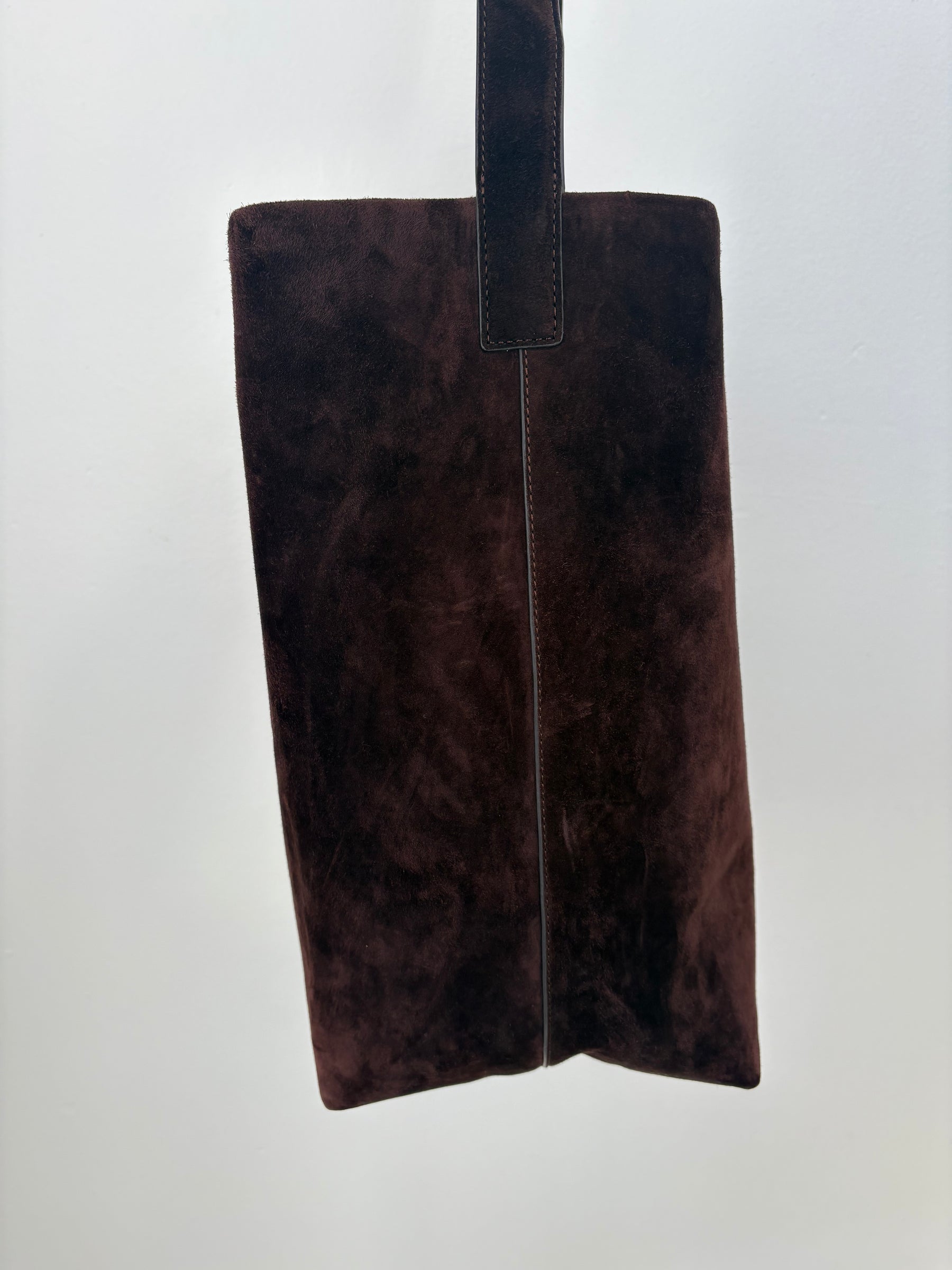 Yu Mei Coffee Suede 'Teresa' Shoulder Tote